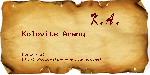 Kolovits Arany névjegykártya